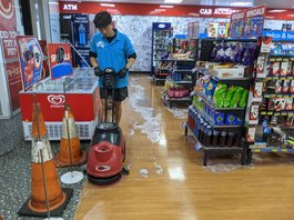 Floor care; buff and polish and strip & seal  of vinyl flooring